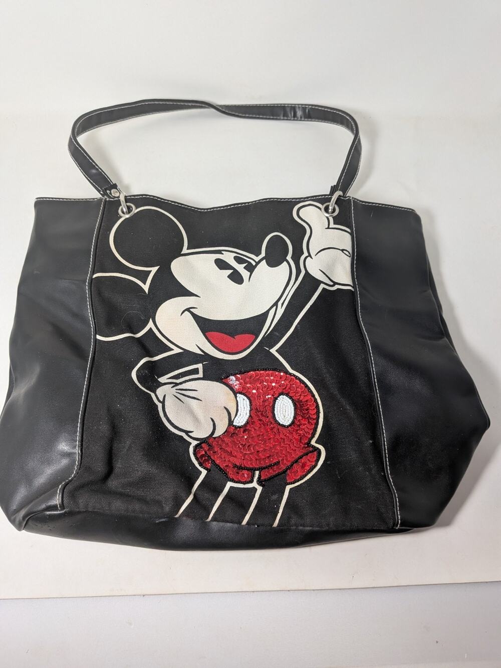 Vintage 90s Disney Large Tote Bag Made In USA Mickey Sequins